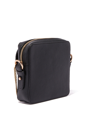 HANA GRAINED CALF LEATHER & SUEDE CROSSBODY BAG:BLACK:One Size